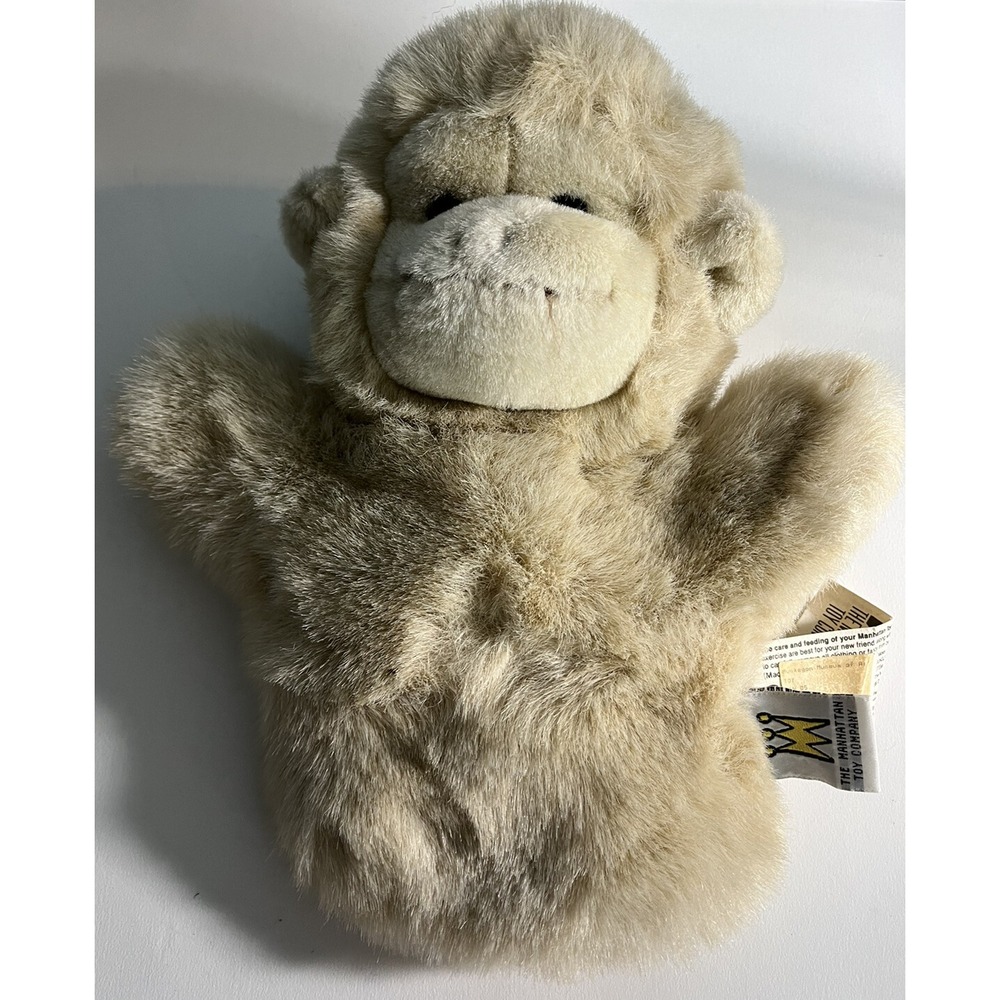 The Manhattan Toy Company Stuffed Plush Beige Monkey Puppet 10"